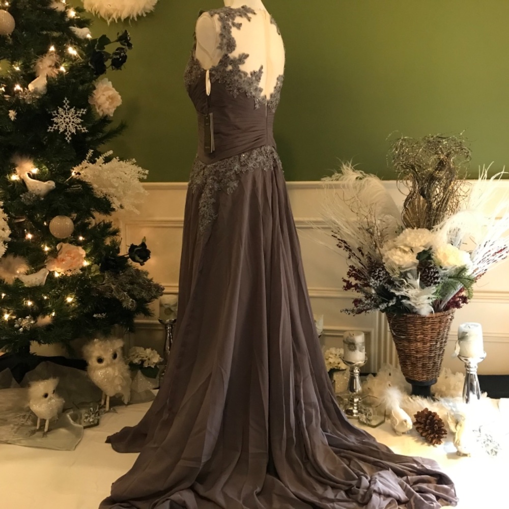 Grey formal Prom gown dress - Picture 4 of 7
